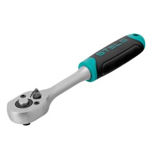 Ключ-трещотка 1/4", CrV, 72 зуба, с быстрым сбросом, матовый хром Stels