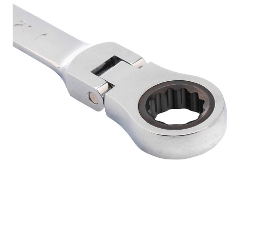 Ключ комбинированный трещоточный, 21 мм, CrV, шарнирный, зеркальный хром Matrix