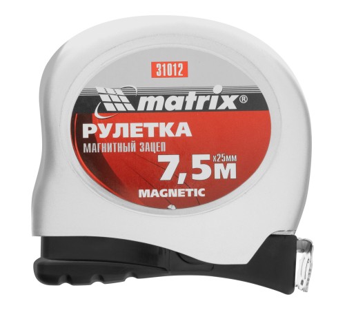 Рулетка Magnetic,7,5 м х 25 мм,магнитный зацеп Matrix