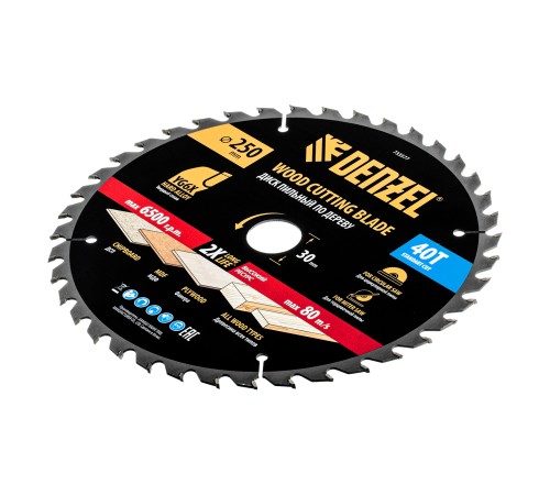 Пильный диск по дереву ф250 х 30 мм, 40 зубьев Denzel
