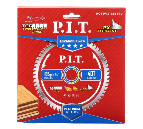 Диск пильный по дереву P.I.T. ACTW12-185T40