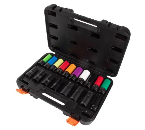 Набор ударных глубоких шестигранных головок 1/2", 15-24 мм, 18 предметов, кейс AFFIX AF00640180C