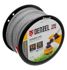Леска для триммера двухкомпонентная витой квадрат, 4,0мм х 106м, на DIN катушке EXTRA CORD Denzel