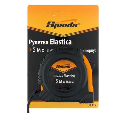 Рулетка Elastica,5 м х 18 мм,обрезиненный корпус Sparta Рулетка Elastica,5 м х 18 мм,обрезиненный корпус Sparta
