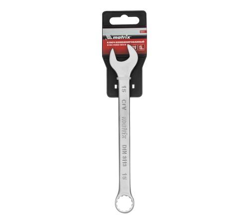 Ключ комбинированный, 15 мм, CrV, матовый хром Matrix Ключ комбинированный, 15 мм, CrV, матовый хром Matrix