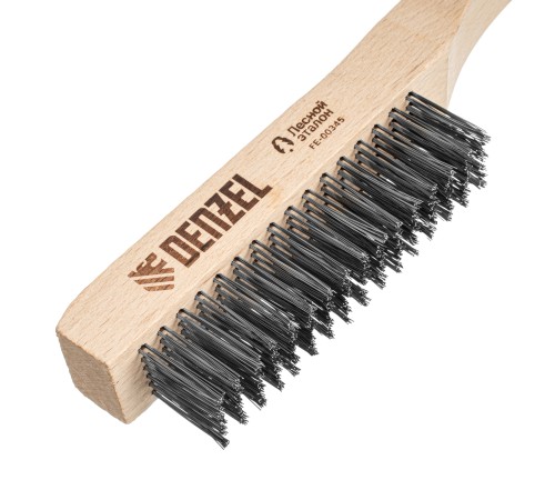 Щетка зачистная 6-и рядная, прямая проволока из нержавеющей стали с деревянной ручкой, EFP// Denzel