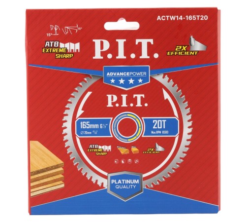 Диск пильный по дереву P.I.T. ACTW14-165T20