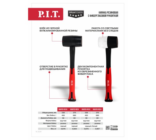Киянка резиновая P.I.T. ADVANCE HHAF03-R024