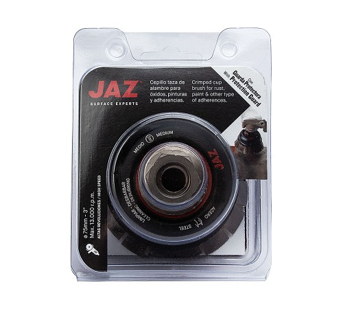Чашечная щетка JAZ HSCG D75 мм с защитой и гофрированной латунированной проволокой Чашечная щетка JAZ HSCG D75 мм с защитой и гофрированной латунированной проволокой