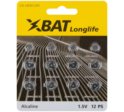 Батарейка щелочная, тип AG1*2 шт, AG3*2 шт, AG10*2 шт, AG12*2 шт, AG13*4 шт SETLR-12BPC Батарейка щелочная, тип AG1*2 шт, AG3*2 шт, AG10*2 шт, AG12*2 шт, AG13*4 шт SETLR-12BPC