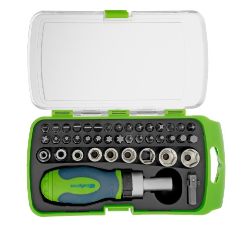 Отвертка ревер. + биты, 41 пред., PH+PZ+SL+H+T, CrV, 2к рукоятка Сибртех