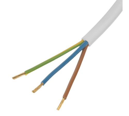 Шнур сетевой Energy Series, ПВС, 1,5 м, 3 x 1,5 мм, с неразборной вилкой, белый, Denzel