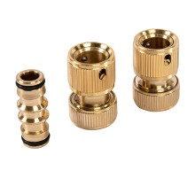 Набор для подключения шланга 1/2, переходник, 2 соединителя, аквастоп, латунный Palisad Набор для подключения шланга 1/2, переходник, 2 соединителя, аквастоп, латунный Palisad