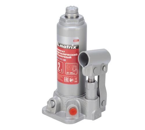 Домкрат гидравлический бутылочный, 2 т, высота подъема 181-345 мм Matrix