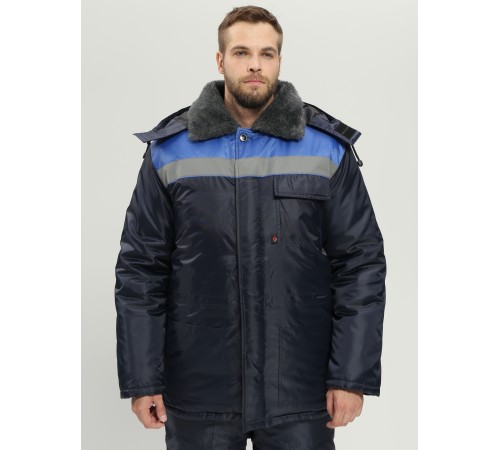 Костюм зимний Труженик-Ультра-2 (тк.Оксфорд) п/к, т.синий/васильковый