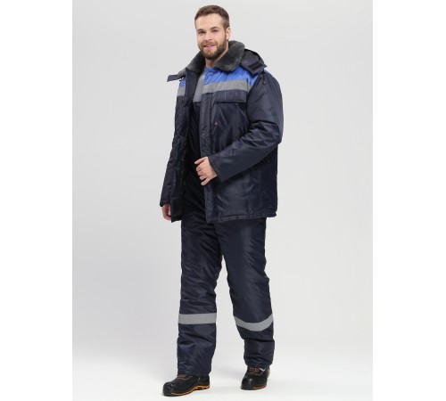 Костюм зимний Труженик-Ультра-2 (тк.Оксфорд) п/к, т.синий/васильковый