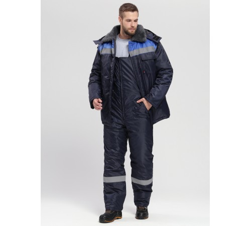 Костюм зимний Труженик-Ультра-2 (тк.Оксфорд) п/к, т.синий/васильковый