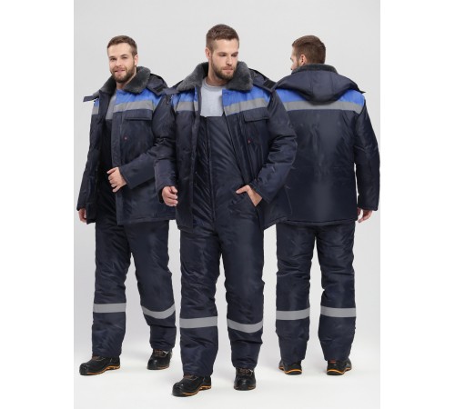 Костюм зимний Труженик-Ультра-2 (тк.Оксфорд) п/к, т.синий/васильковый
