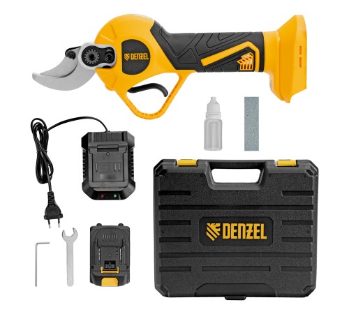 Секатор аккумуляторный, бесщет., CP-30BL, Li-Ion, 20 В, лезвия SK5 // Denzel