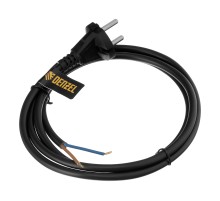 Шнур сетевой Energy Series, ПВС, 1,5 м, 2 x 1,5 мм, с неразборной вилкой, черный, Denzel