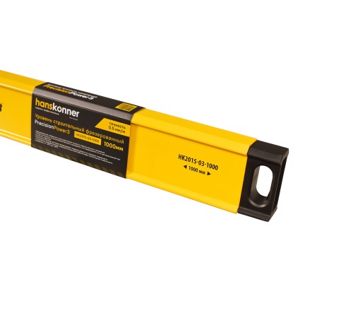 Уровень алюм., 1000мм, 2 колбы, фрезерованный, точность 0.5 мм/м, hanskonner