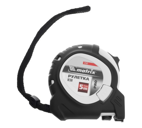 Рулетка Neon,5 м x 25 мм,обрезиненный корпус,3 фиксации,Pro Matrix