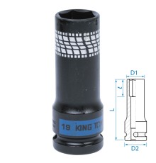 Головка торцевая ударная глубокая 1/2", 19 мм, тонкостенная KING TONY 441519M