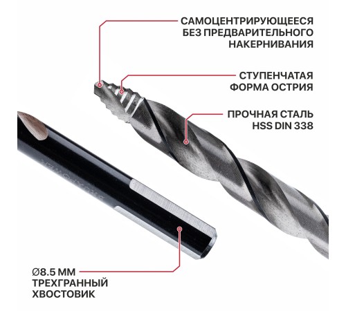 Сверло по металлу самоцентрирующееся P.I.T. DRUA AMED16-0008A
