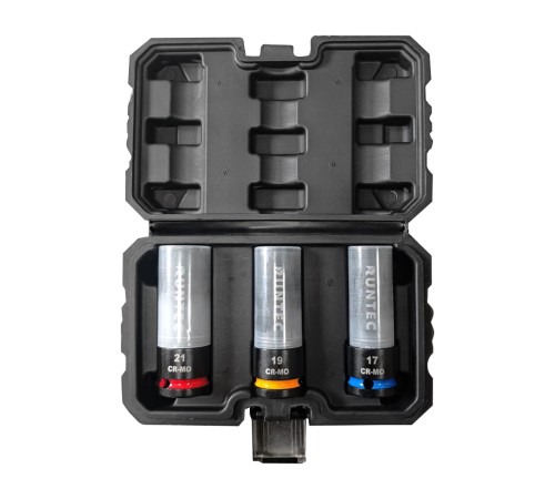 RUNTEC RT-IS1B3P Набор ударных головок для литых дисков RUNTEC 1/2", 17, 19, 21 мм, CrMo, в защитном кожухе, 3 предмета