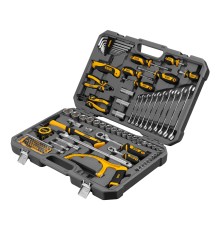 Набор инструментов, 1/2", 1/4", CrV, S2, пластиковый кейс, 100 предметов Denzel Набор инструментов, 1/2", 1/4", CrV, S2, пластиковый кейс, 100 предметов Denzel