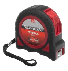 Рулетка Strong,7,5 м х 25 мм,обрезиненный корпус Matrix