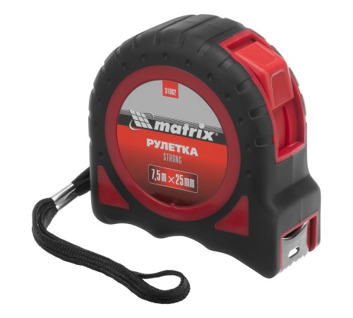 Рулетка Strong,7,5 м х 25 мм,обрезиненный корпус Matrix