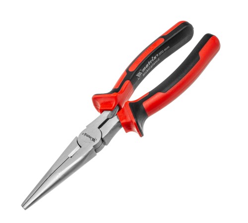 Длинногубцы прямые Nickel, 200 мм, никелированные, двухкомпонентные рукоятки Matrix