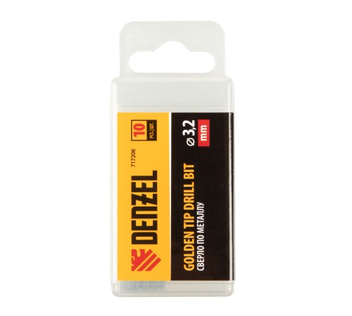 Сверло по металлу, 3,2 мм, HSS-Tin, Golden Tip, 10 шт. Denzel