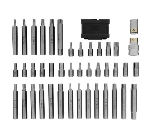 Набор бит HEX, Torx , SPLine, хвостовик-шестигранник 1/2, CrV, 42 шт. Stels