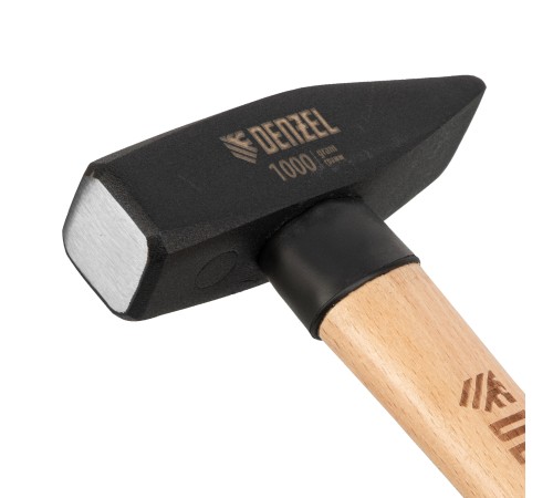 Молоток слесарный, 1000 г, кованый квадратный боек, буковая рукоятка Denzel