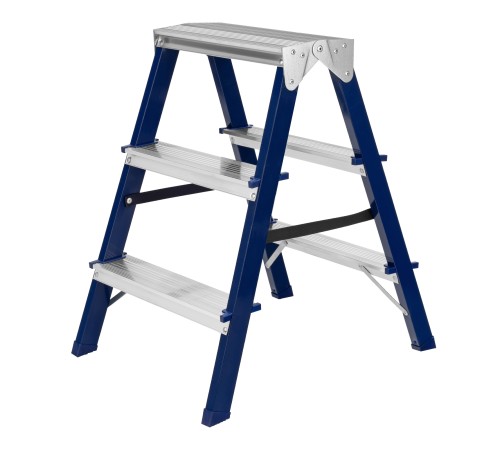 Стремянка двусторонняя 3 ступени, стальная, Сибртех