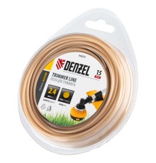 Леска для триммера армированная алюминием круглая, 2,4мм х 15м, блистер ALUFLEX Denzel