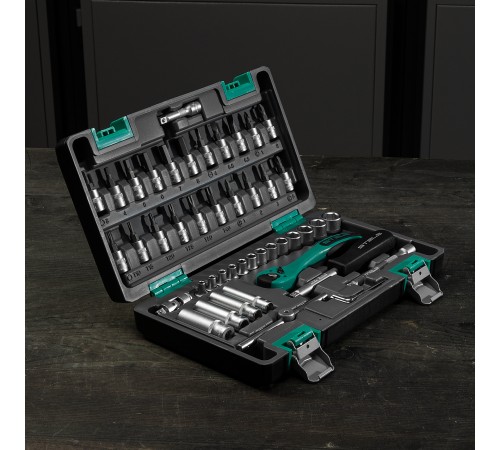 Набор инструмента, 1/4, Cr-V, S2, усиленный кейс, 47 предметов Stels