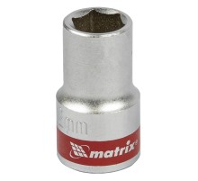 Головка торцевая, 12 мм, шестигранная, CrV, под квадрат 1/2, хромированная Matrix