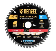 Пильный диск по дереву ф210 х 30 мм, 48 зубьев Denzel