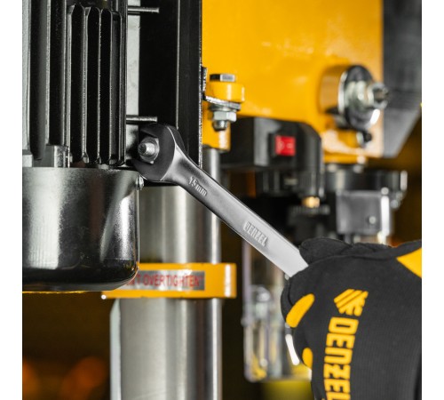 Ключ комбинированный трещоточный, 15 мм, CrV, матовый хром Denzel