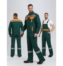 Костюм ИТР СОП IMP (тк.Саржа,250) п/к, т.зеленый/оранжевый