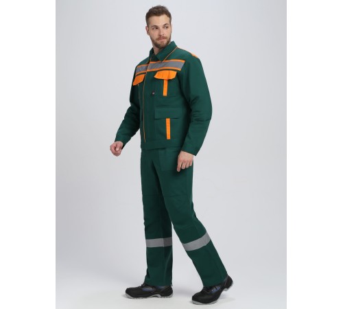 Костюм ИТР СОП IMP (тк.Саржа,250) п/к, т.зеленый/оранжевый