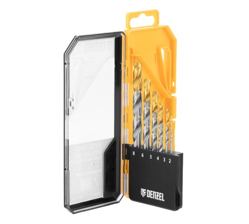 Набор сверл по металлу, 2-8мм, Р6М5-TiN, Golden Tip, 6 шт Denzel