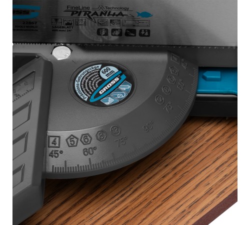 Стусло прецизионное, двухплоскостное, пила 600 мм, две прижимные струбцины, ограничительный упор Gross