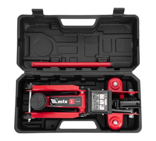 Домкрат гидравлический подкатной, 2 т, 135-320 мм, в пласт. кейсе MTX