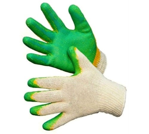 Перчатки х/б с двойным латексным покрытием Перчатки х/б с двойным латексным покрытием