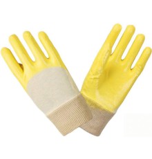 Перчатки нитриловые частичный облив облегченные манжет резинка, желтые Перчатки нитриловые частичный облив облегченные манжет резинка, желтые