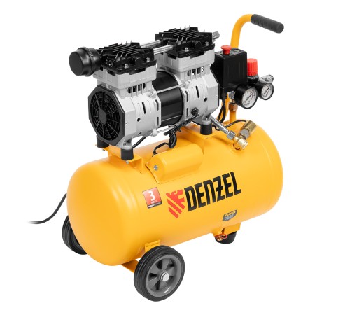 Компрессор DLS950/24 безмаслянный малошумный 950 Вт, 165 л/мин, ресивер 24 л Denzel